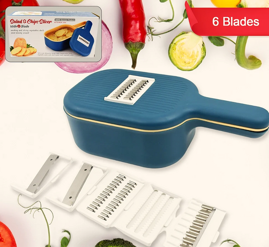 6-in-1 Multi-Function Vegetable & Salad Slicer with Drain Basket