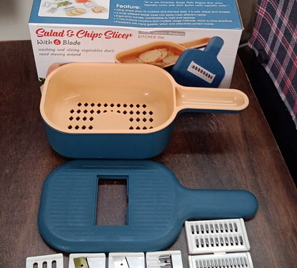 6-in-1 Multi-Function Vegetable & Salad Slicer with Drain Basket